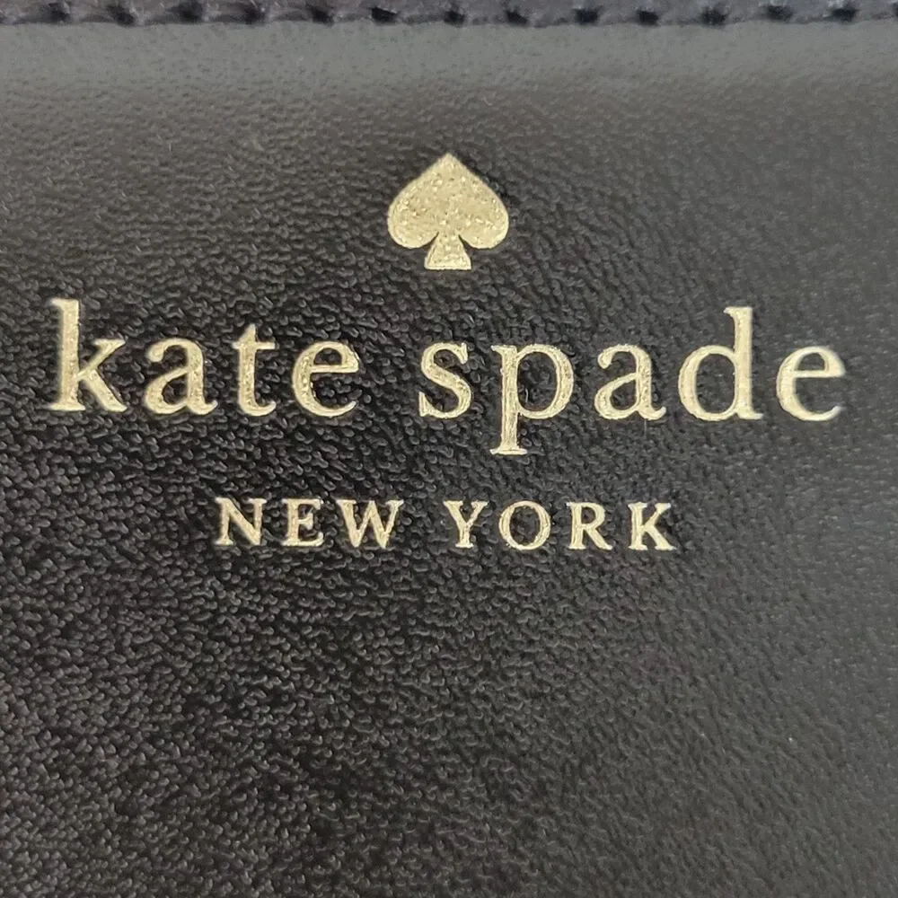 Kate Spade New York Black Leather Zip Around Continental Wallet Gold Tone